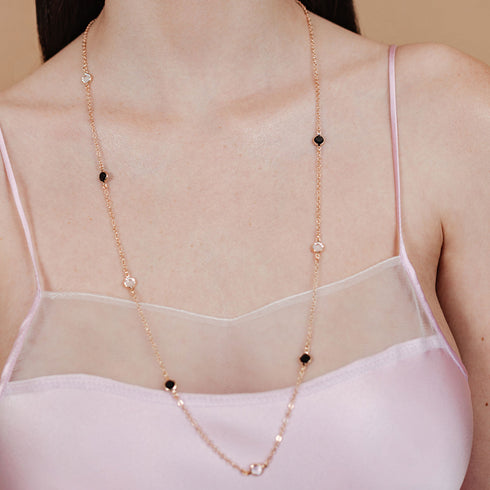 שרשרת זהב רוז וקריסטלים של סברובסקי