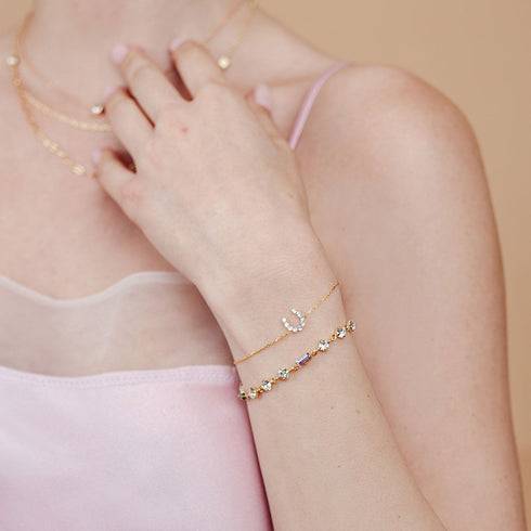 צמיד סיריס באגט משולב עם צמיד פורטונה זהב