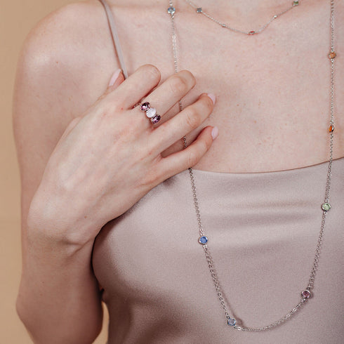 טבעת כסף עם קריסטלים של סברובסקי