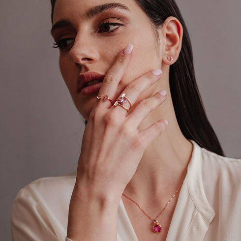 טבעת עם קריסטלים צלולים ולילך של סברובסקי