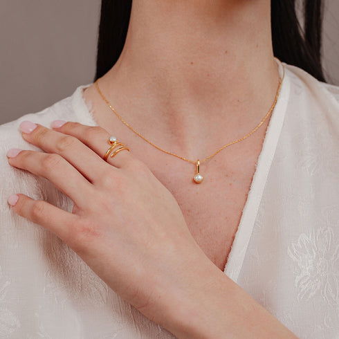 טבעת ושרשרת פנינה