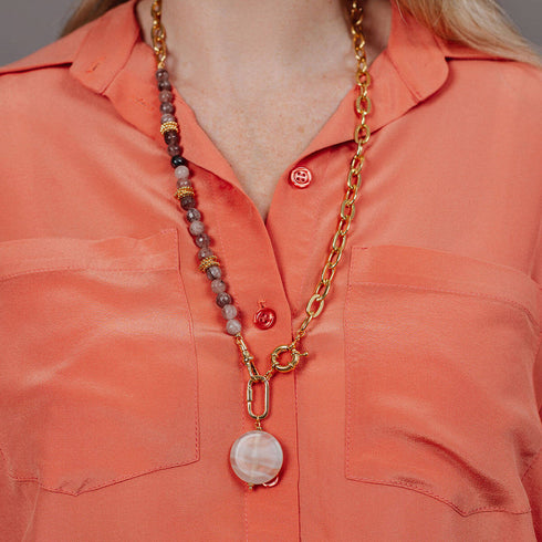 שרשרת עם חרוזי ג'ייד ואבן אגת