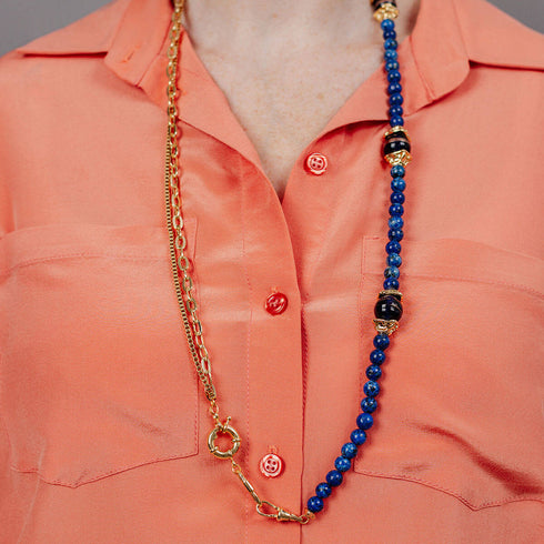 שרשרת חרוזי ג'ייד כחול נייבי