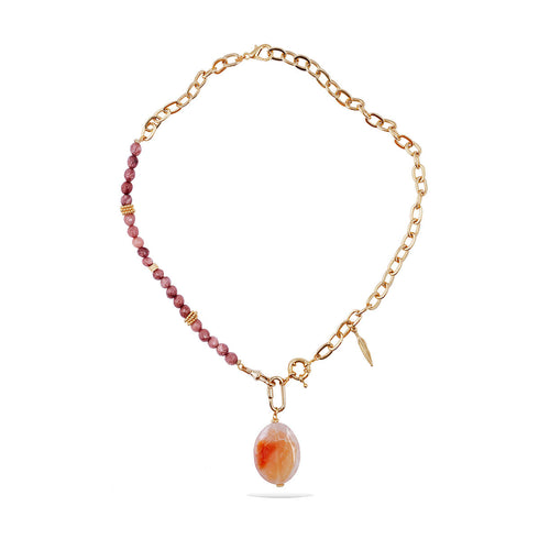 שרשרת צ'ארם אבן חן אגת אפרסק