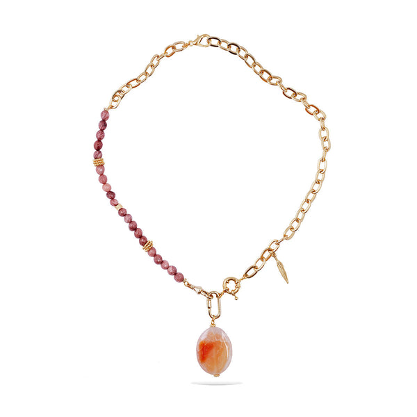 שרשרת צ'ארם אבן חן אגת אפרסק