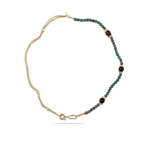 שרשרת ג'ייד אסימטרית כחול ירוק