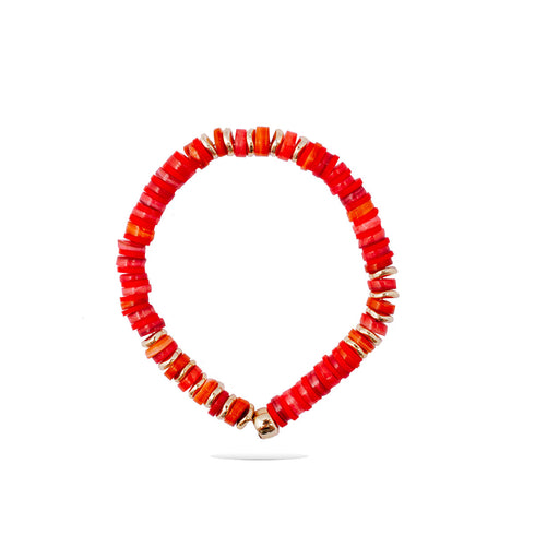 צמיד אם הפנינה כתום אדום