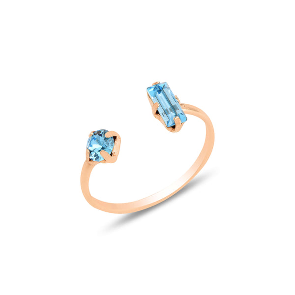 טבעת קריסטלים אקוומרין של סברובסקי