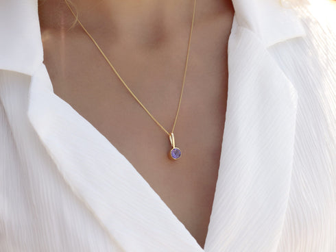 שרשרת אמטיסט כסף מצופה זהב