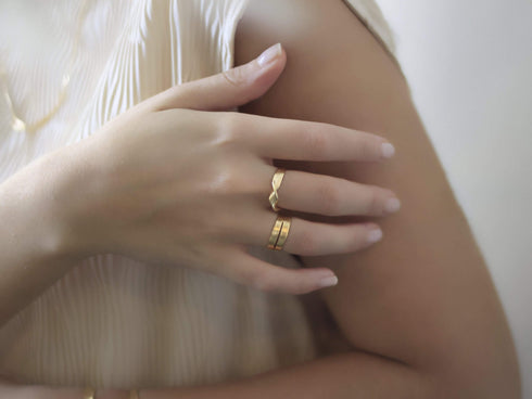 טבעת פס כסף מצופה זהב