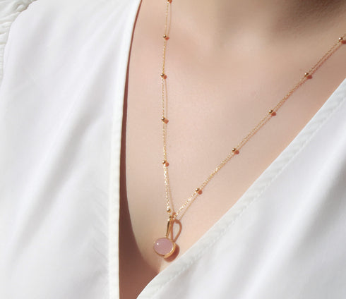 שרשרת משובצת רוז קוורץ