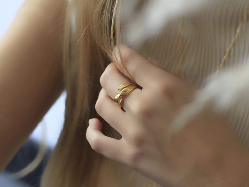 טבעת טוויסט כסף מצופה זהב